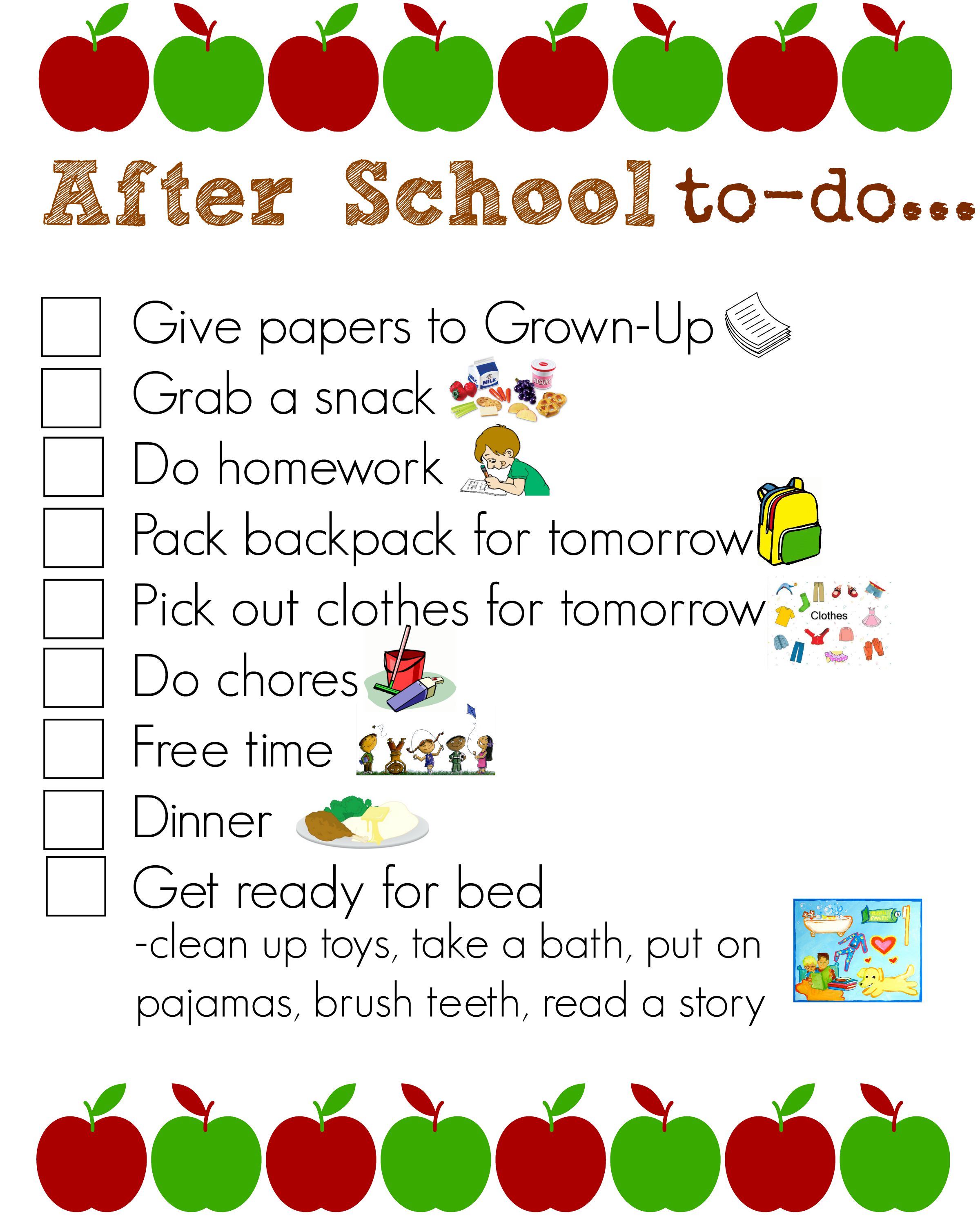 FREE After School Routine Printable Mandy #39 s Recipe Box