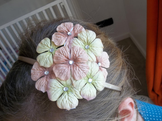 Pale pink and green headband