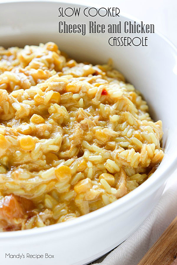 Slow Cooker Cheesy Rice and Chicken Casserole