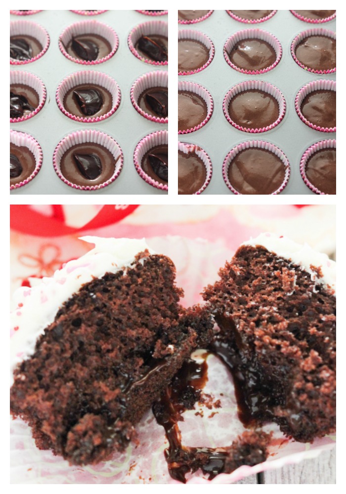 Fudge Filled Chocolate Cupcakes 