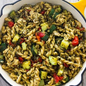 Chicken and Pesto Pasta with Zucchini and Tomatoes